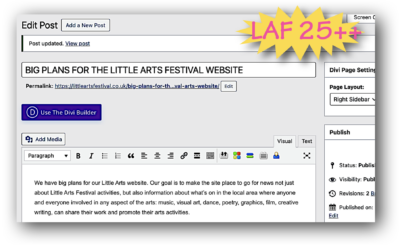 BIG PLANS FOR THE LITTLE ARTS FESTIVAL WEBSITE